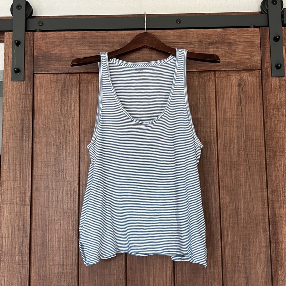Madewell Whisper Scoop Tank Top Blue White Large